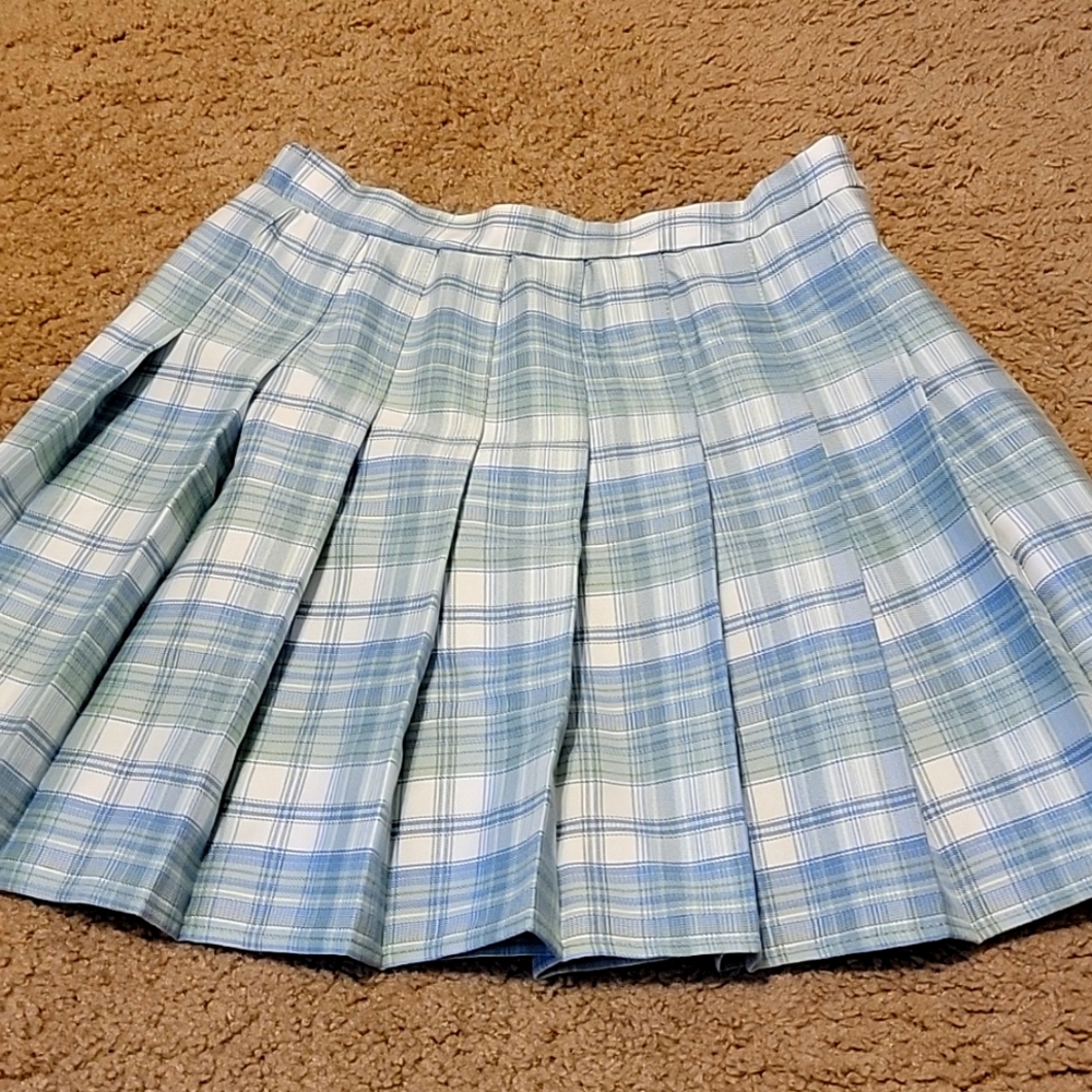 Rewind Blue Plaid Pleated Skirt Sz. S